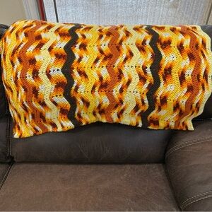 Vibrant Zigzag Afghan Crochet Blanket 36x80